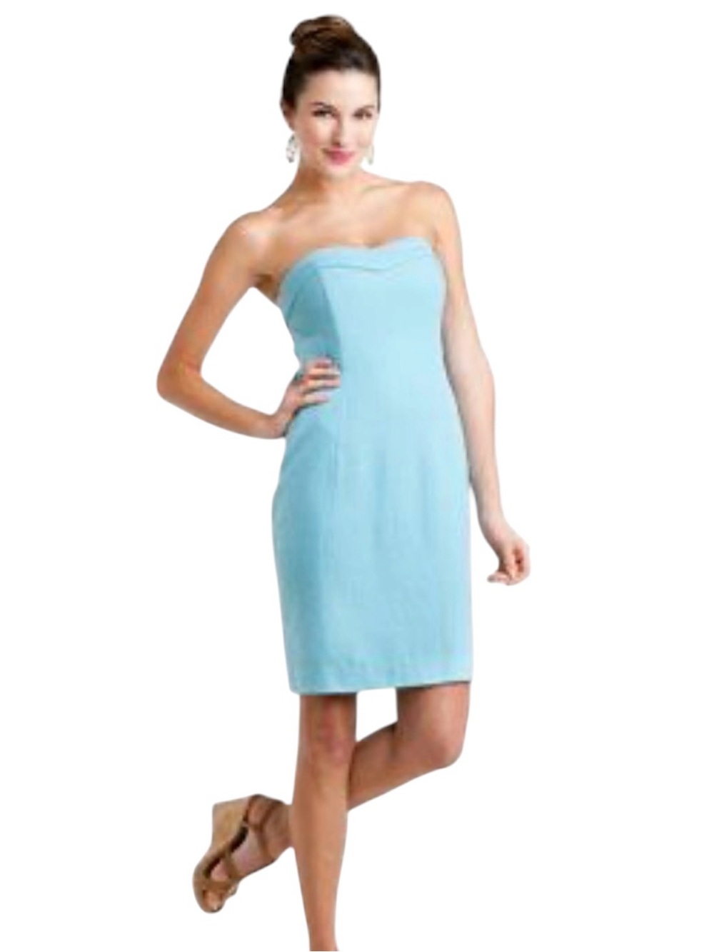 Lilly Pulitzer Strapless Light Blue Sheath Dress - Picture 1 of 9